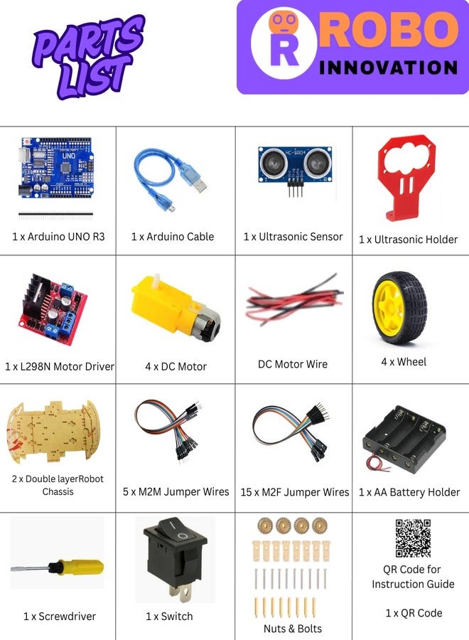 ROBOINNOVATION (2-in-1 Robotics Kit | Obstacle Avoiding & Human Following Robot DIY Kit | 4WD Smart Car STEM Learning Kit with Online Guide - Image 3